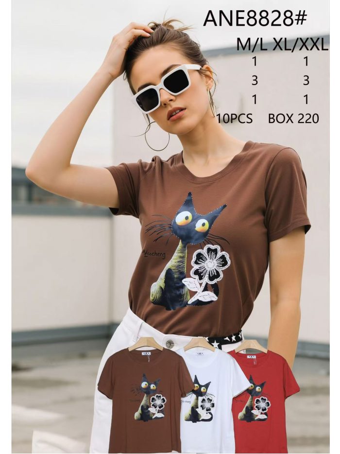 T-shirt à imprimé chat