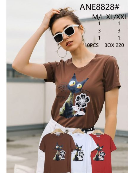 T-shirt à imprimé chat