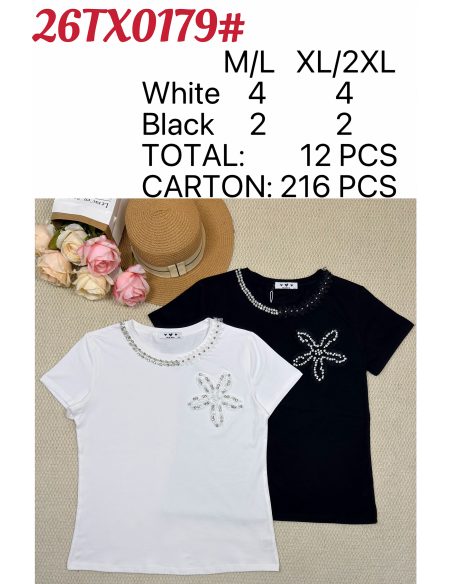 Camiseta flor y pedrería