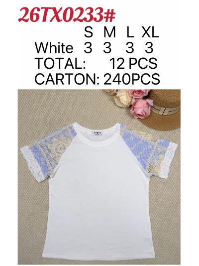 Camiseta manga rayas con encaje 2