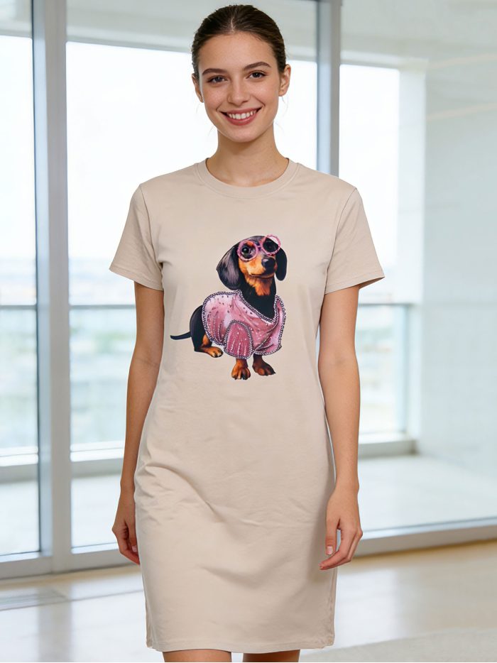 Vestido estampado de perro salchicha