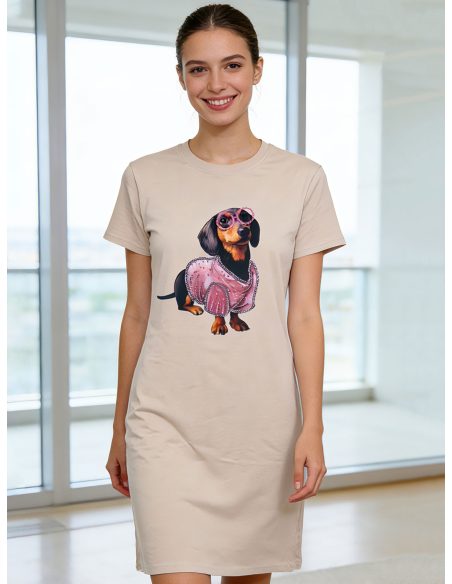 Vestido estampado de perro salchicha