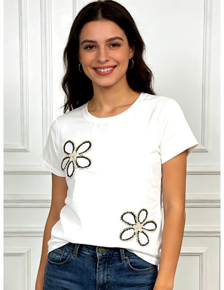 T-shirt floreale con coulisse