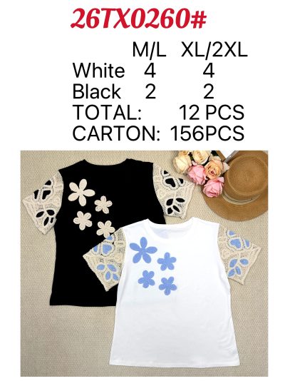 Camiseta flores mangas de crochet 2