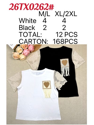 Camiseta bolsillo flecos mangas de crochet 2