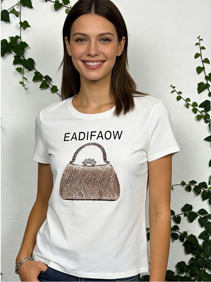 camiseta bolsa brilhante