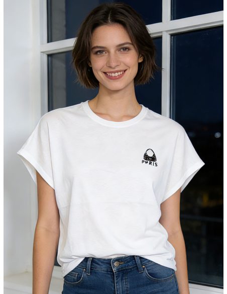 camiseta com bolsa de strass de Paris