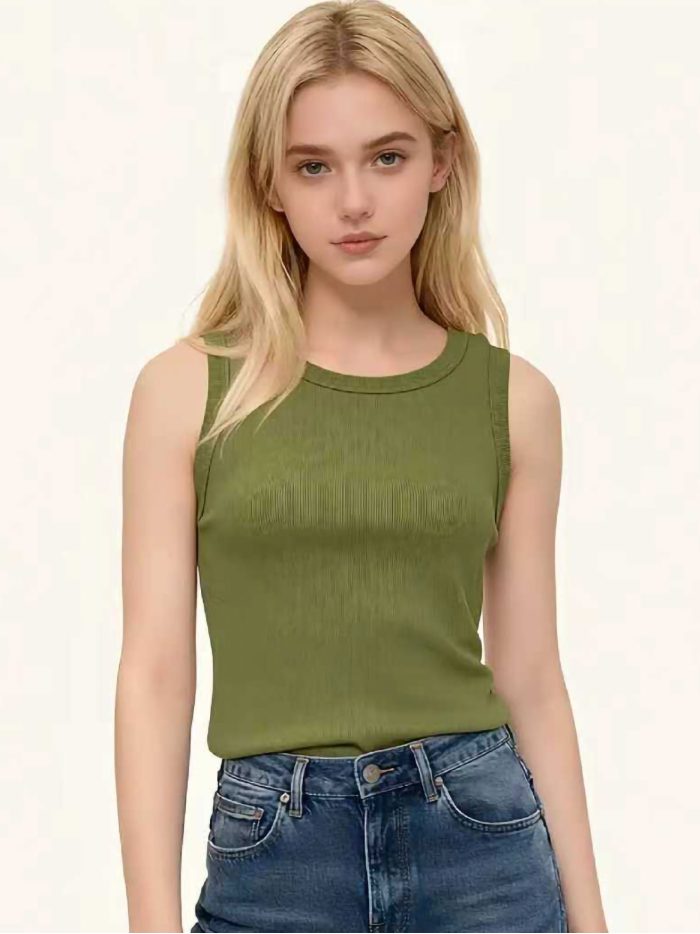 Ribbed sleeveless basic tank top