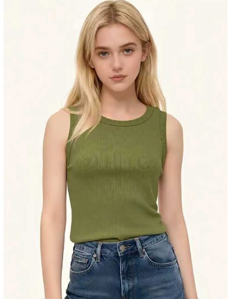 Ribbed sleeveless basic tank top
