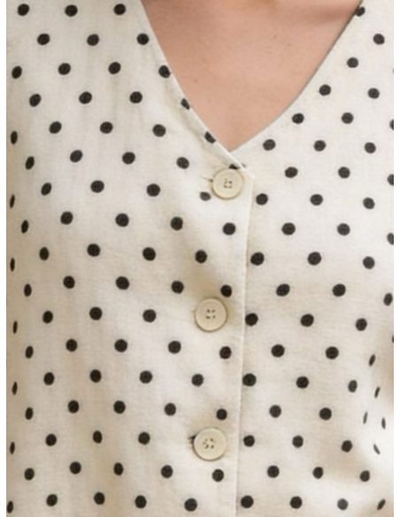 Chaleco efecto lino lunares botones