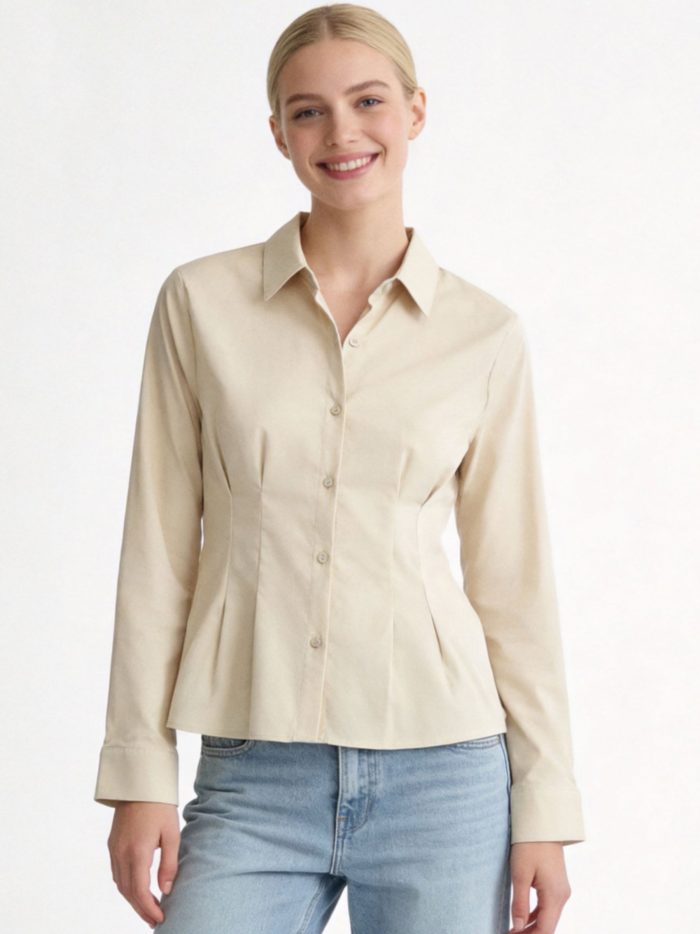 Chemise cintrée à pinces, manches longues