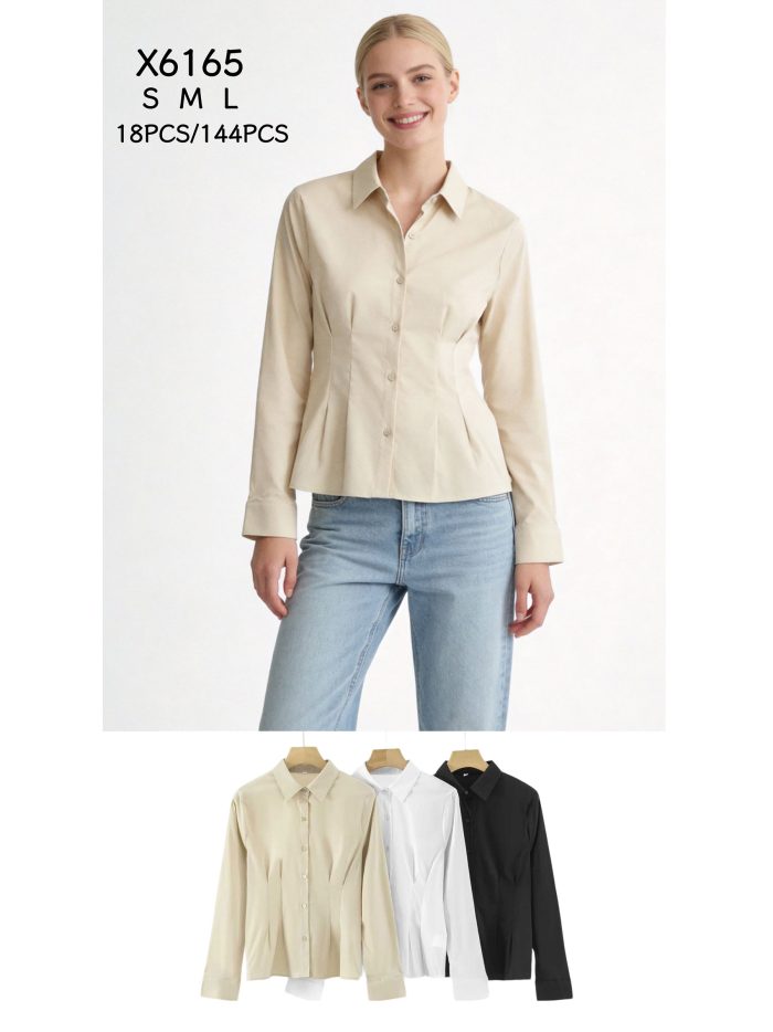 Chemise cintrée à pinces, manches longues