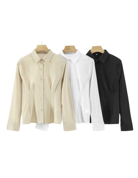 Chemise cintrée à pinces, manches longues