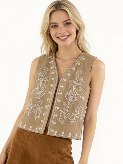 Chaleco bordado efecto ante