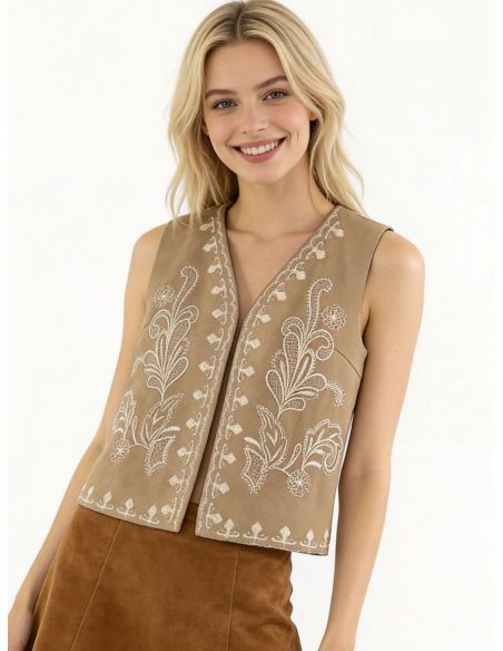 Chaleco bordado efecto ante