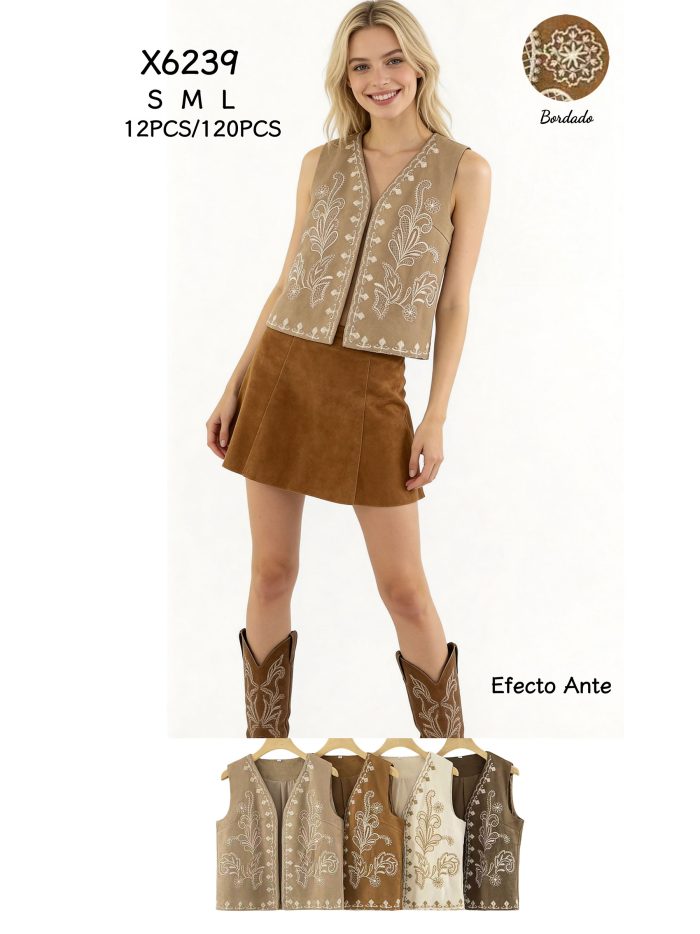 Chaleco bordado efecto ante