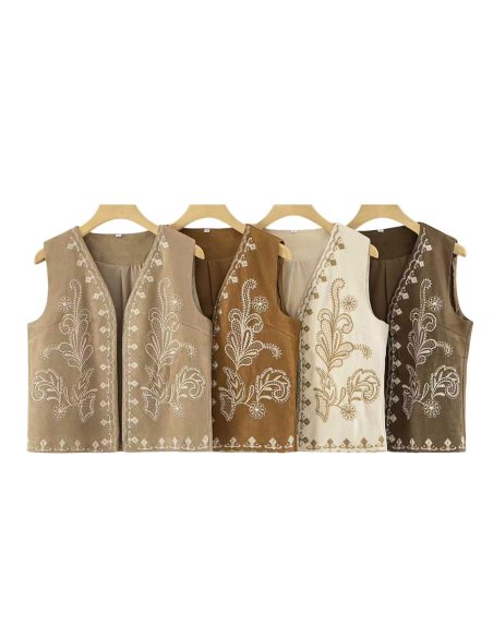 Chaleco bordado efecto ante