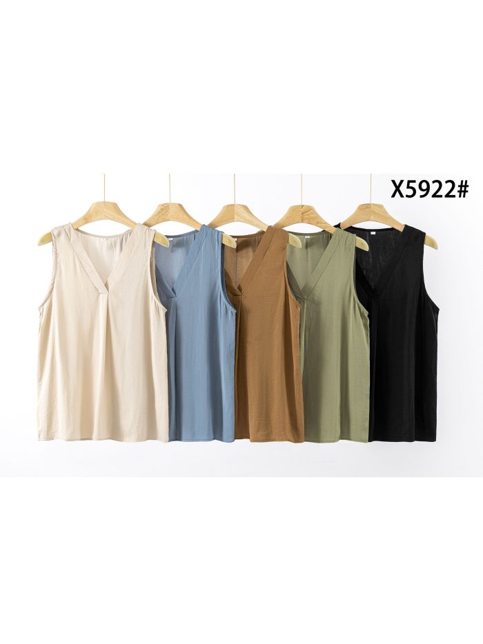 Haut à col en V à effet soie