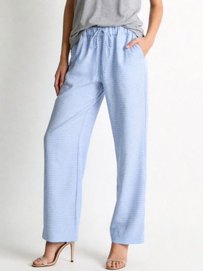 Pantalón algodón vichy cintura elástica