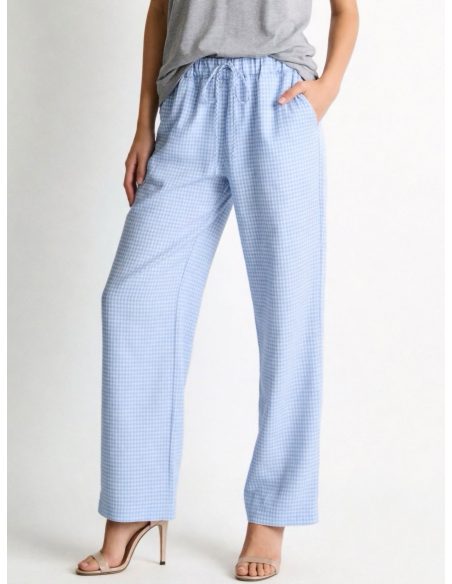 Pantalón algodón vichy cintura elástica