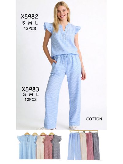 Pantalón algodón vichy cintura elástica 2