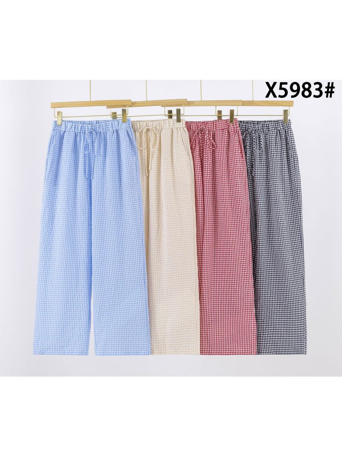 Pantalón algodón vichy cintura elástica