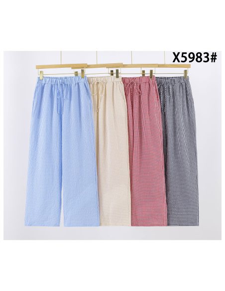 Pantalón algodón vichy cintura elástica