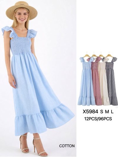 Vestido algodón vichy nido de abeja 2