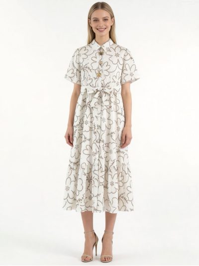 Vestido camisero estampado floral cinturón