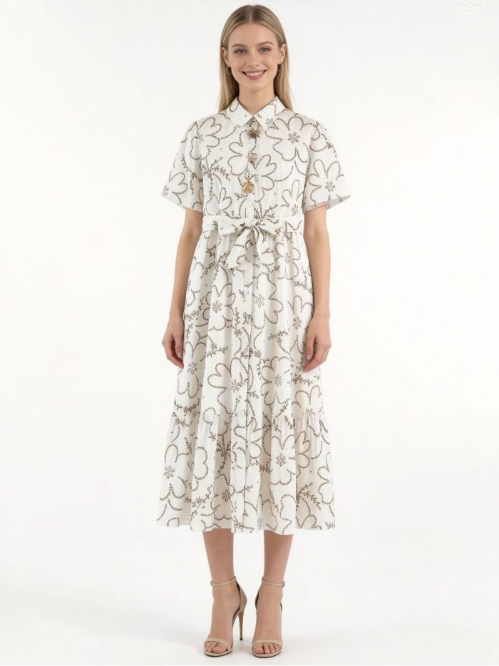 Vestido camisero estampado floral cinturón