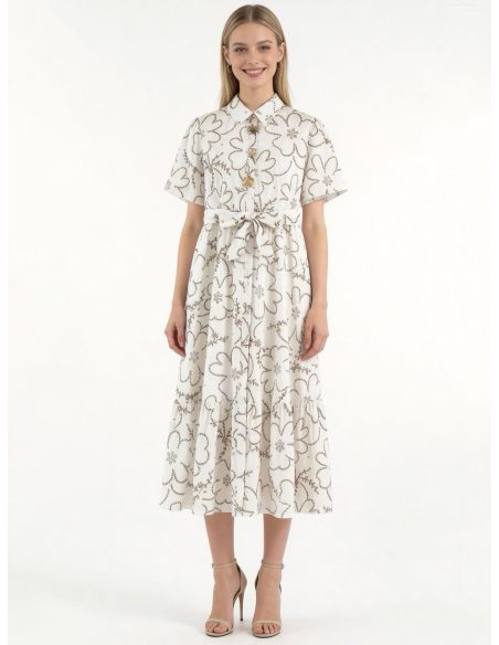 Vestido camisero estampado floral cinturón