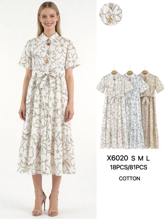 Vestido camisero estampado floral cinturón