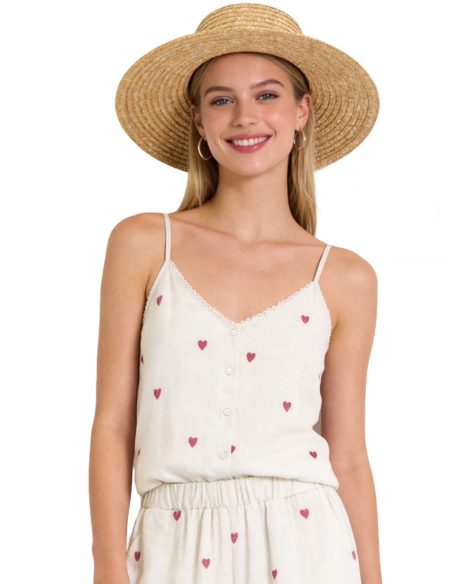 Top de tirantes efecto lino corazones bordados