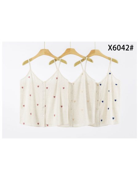 Top de tirantes efecto lino corazones bordados