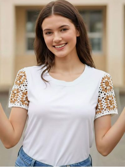 T-shirt à manches crochetées | JS-ANE8808 | Vente en gros