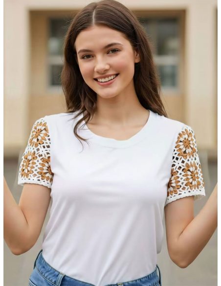 T-shirt à manches crochetées | JS-ANE8808 | Vente en gros