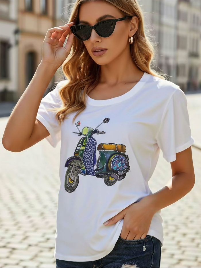 Camiseta estampada de scooter