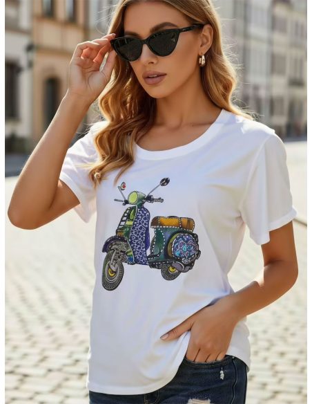 Camiseta estampada de scooter