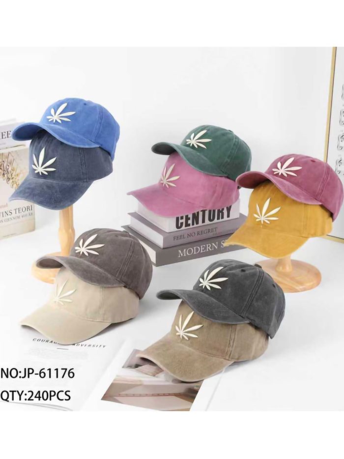 Denim cap with embroidered leaf | BF-JP-6046 | B2B