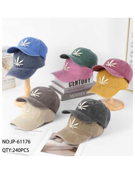 Gorra denim hoja bordada