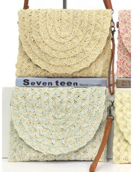sac bandoulière en raphia style enveloppe