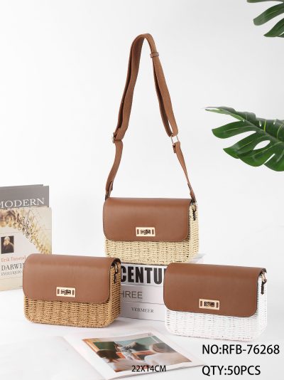 Bolso bandolera de rafia con cierre giratorio 2