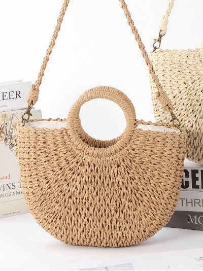 Bolso de mano rafia con asa redonda