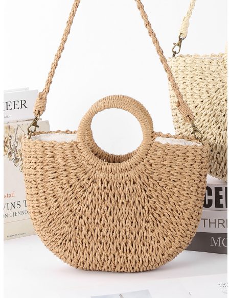 Bolso de mano rafia con asa redonda