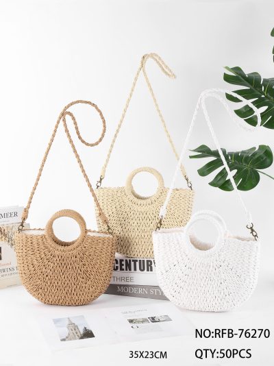 Bolso de mano rafia con asa redonda 2
