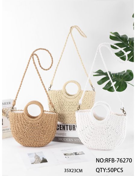 Bolso de mano rafia con asa redonda