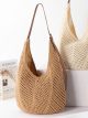 Grande borsa hobo traforata all'uncinetto con manici in similpelle