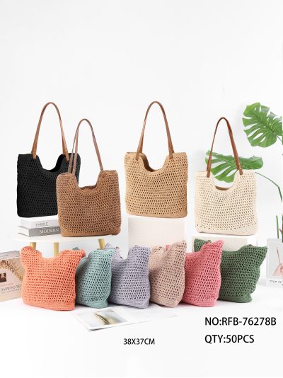 Bolso tote crochet con asas efecto piel 2
