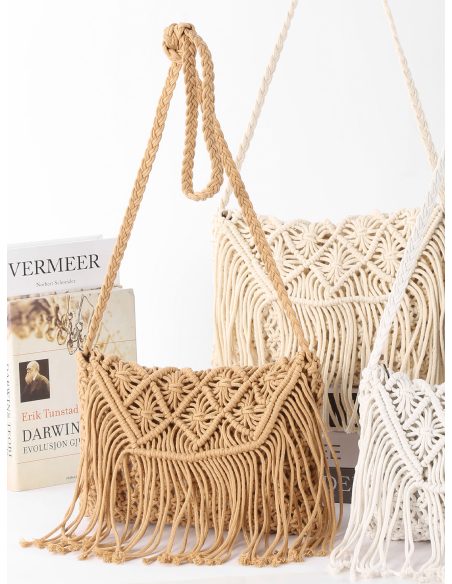 Makramee-Umhängetasche mit Fransen