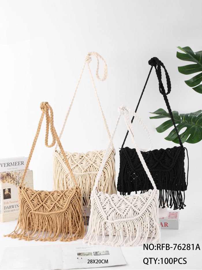 Makramee-Umhängetasche mit Fransen